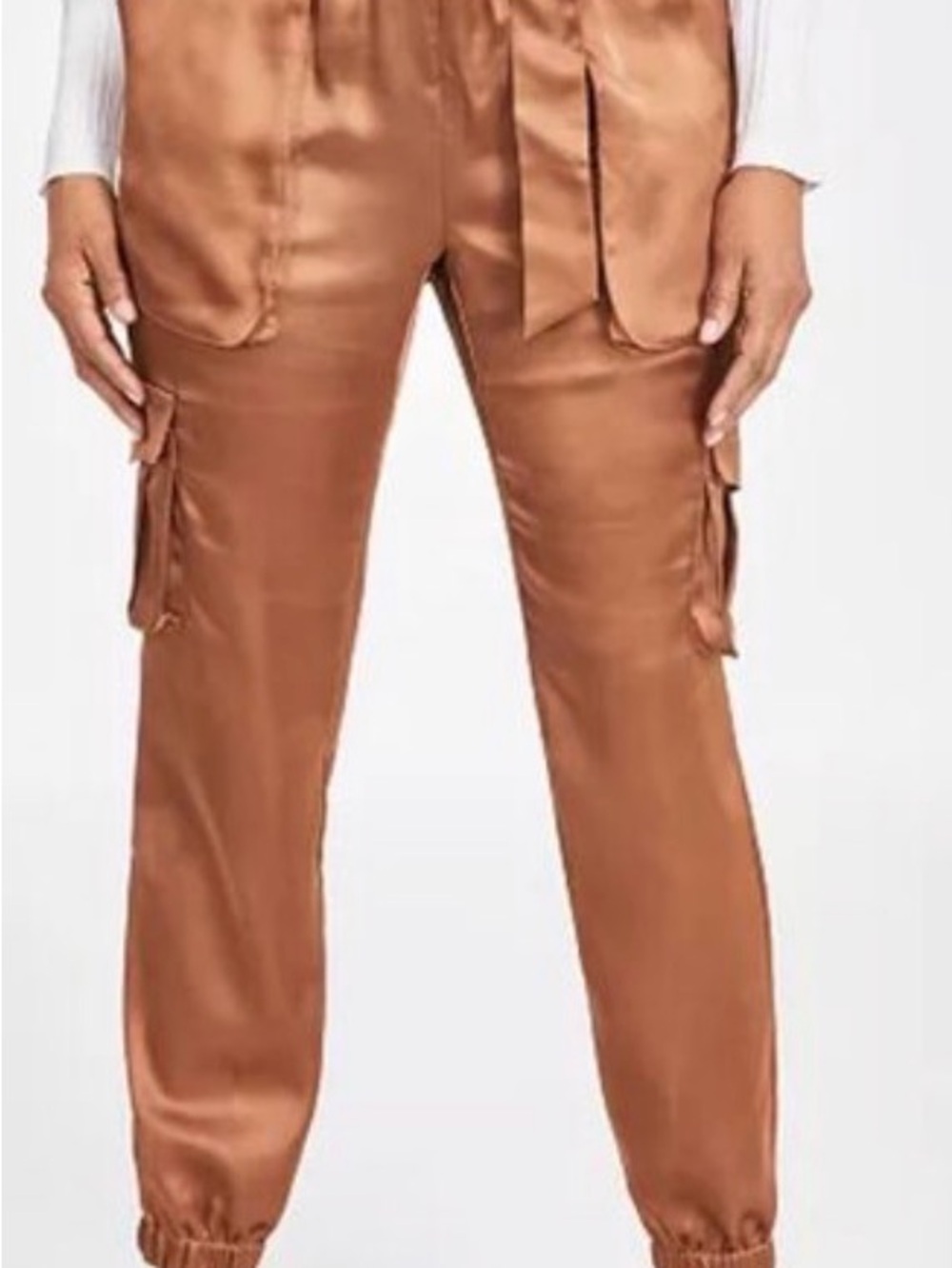 INC International Concepts Satin Cargo Joggers in Burgundy